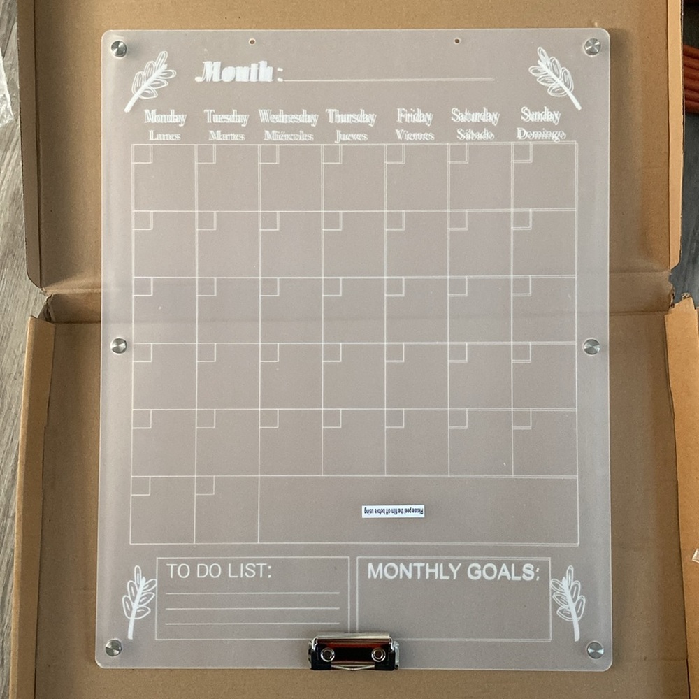 Large Magnetic Acrylic Calendar for Fridge or Wall